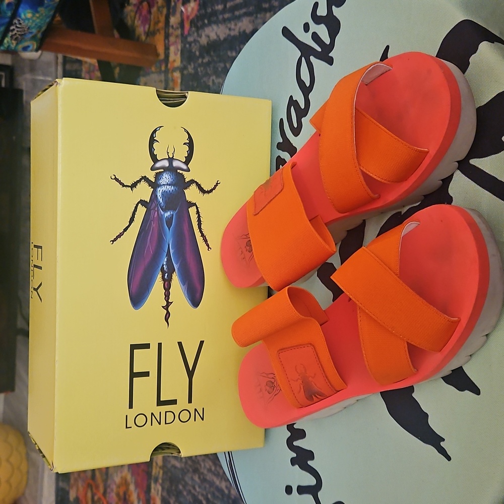 Fly London YABO593FLY cupido Devilred  Red Orange Size 41 Shoes Slides Sandals